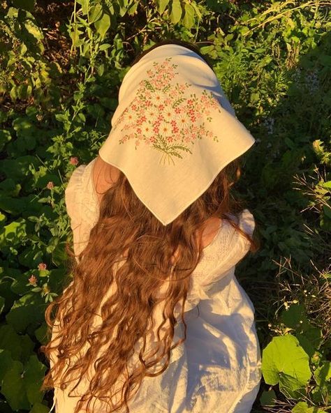 atelier fleur bleue. on Instagram: "summer memories from our archive ✨" Headscarf Aesthetic, Pretty Veils, Flower Bouquet Embroidery, Cottagecore Fits, Fem Style, Head Kerchief, Beautiful Flower Bouquet, Bouquet Embroidery, Cottage Core Style