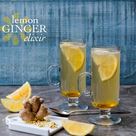 Lemon Ginger Elixir Lemon Elixir Recipe, Elixir Recipe, Lemon Ginger, Upset Stomach, Honey Lemon, Health Drink, Herbal Remedies, Yummy Drinks, Healthy Drinks