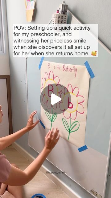 Fynn Sor | Happy Tot Shelf on Instagram: "I love welcoming my preschooler home from school with a fun activity—it’s a special way for us to bond and kick off our home learning adventure together. Today, Abby had a blast with a treasure hunt game! She searched high and low for sticky note butterflies hidden around the room. 🦋 Then, she sorted them to uppercase letter B or lowercase letter b and pasted them onto corresponding flowers.  👉🏻 Perfect for ages 2 to 5!  ❤️ Want more delightful activities to connect and learn with your children? Follow @happytotshelf for more fun and educational ideas! . #learningisfun #handsonlearning #homelearning #preschoolactivities #earlylearning" Letter B Fun Activities, Letter B For Kindergarten, Pre Literacy Activities Preschool, Teaching Letter Activities, Letter Bb Activities, Letter Recognition Activities For Kindergarten, Letter Hunt Preschool, Letter B Games For Preschool, Letter B Learning Activities