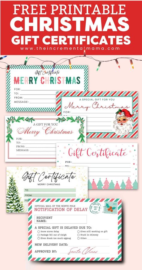 Gift Certificates Template, How To Make A Gift Certificate, Diy Gift Certificate Free Printable, Free Printable Christmas Gift Certificates, Christmas Certificate Printable, Christmas Gift Certificate Template Free, Christmas Voucher Template Free, Christmas Coupon Template Free Printables, Printable Gift Cards Template