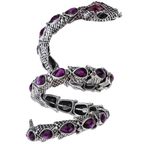 PRICES MAY VARY. Flexible stretch band fit wrist size from 6.5 inch to 8 inch Big stones are acrylic,rest are crystals Alloy with antique silver plated,lead and nickle free Total length is 21 inch, add to any outfit without being too heavy or bulky Come in a jewelry box, perfect for daily wear or gift giving on Christmas Day, Birthday, Valentines Day, Anniversary, Thanksgiving Day, Mothers Day etc Crystal Stretch Snake Bracelet Reptile Jewelry, Free Halloween Costumes, Clothes Pieces, Vampire Jewelry, Purple Snake, Witch Jewelry, Pagan Jewelry, Halloween Costume Outfits, Snake Jewelry