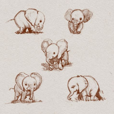 Elephants, Okan Bülbül on ArtStation at https://www.artstation.com/artwork/R6Ekr Elephant Drawing Pencil, Elephant Drawing Realistic, Elephant Drawing Cute, Elephant Art Drawing, Drawing Elephant, Asiatic Elephant, Baby Elephant Tattoo, Baby Elephant Drawing, Elephant Sketch