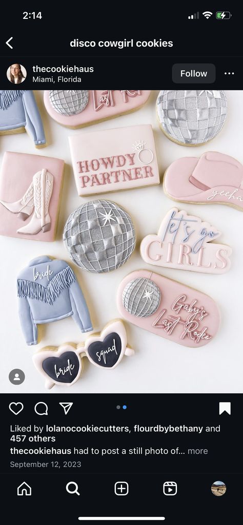 Nashville Bachelorette Cookies Decorated, Last Rodeo Bachelorette Party Cookies, Cowgirl Bachelorette Cookies, Disco Cowgirl Bachelorette Cookies, Nashville Bachelorette Cookies, Morgan Wallen Cookies, Dolly Parton Cookies Decorated, Cowgirl Cookies Decorated, Disco Cowgirl Cookies