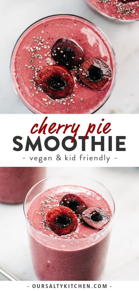 Kid Friendly Smoothies, Cherry Smoothie Recipes, Vegan Smoothie Recipes, Old Fashioned Oats, Cherry Smoothie, Vegan Kids, Frozen Cherries, Cherry Recipes, Vegan And Gluten Free