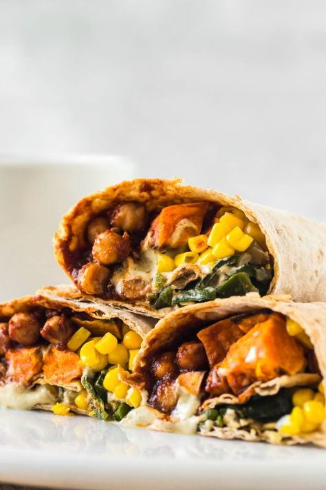 The Vegan 8, Chickpea Burrito, Bbq Vegan, Chickpea Vegan, Healthy Wrap, Bbq Chickpeas, Potato Chickpea, Vegan Plate, Vegan Sandwiches