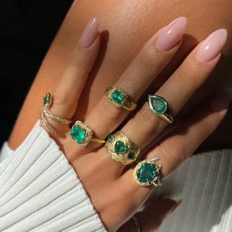 Logan Hollowell 18k Baby Queen Emerald Asscher Cut Ring with Pave Diamonds Logan Hollowell, Elegant Crown, Asscher Cut Ring, Goddess Gifts, Colombian Emerald Ring, Queen Rings, Baby Queen, Columbian Emeralds, Luxury Necklace