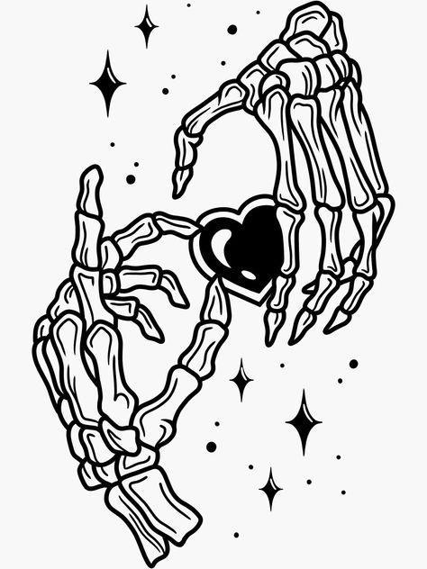 Skeleton Heart Hands Tattoo, Skeleton Easy Drawing, Skeleton Heart Tattoo, Skeletons Holding Hands, Skeleton Doodle, Skeleton Couple Tattoo, Skeleton Heart Hands, Moon 2023, Skeleton Heart