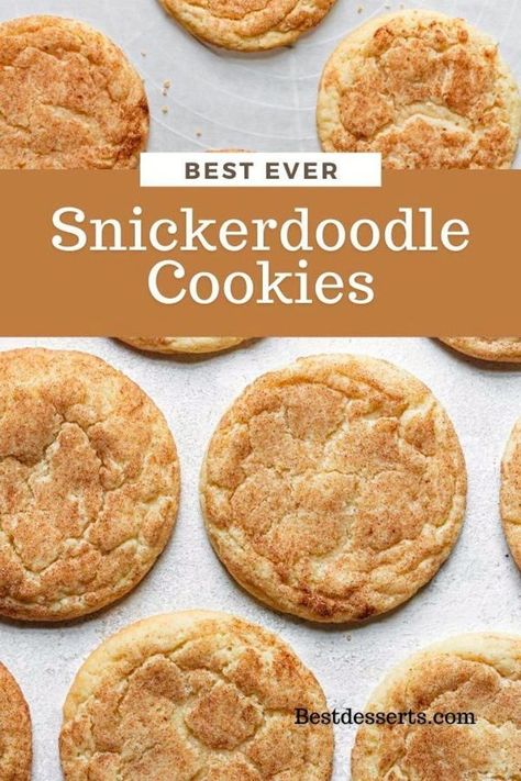 Snickerdoodle Cookies are so tasty, but quite tricky. Don't worry though, I've done the hard part for you and have come up with the perfect recipe to make the best Snickerdoodle Cookies ever! Snickerdoodles Cookies, Winter Desserts Easy, Snickerdoodle Cookies Recipe, Snickerdoodle Cookie Recipe, Best Snickerdoodle Cookies, Cinnamon Loaf, Snickerdoodle Bars, Fall Dessert Recipes Easy, Soft Cookie Recipe