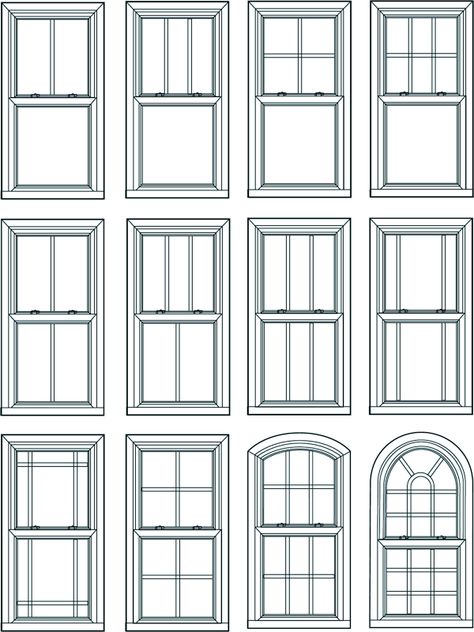 Double Hung Window    Double Hung windows operate by sliding either of the sashes up an down within the window frame. This is one of the most common window styles. Types Of Windows, Window Options, Window Inspiration, Window Grids, Victorian Windows, Exterior Window, Sash Window, Exterior Decoration, Double Hung Windows