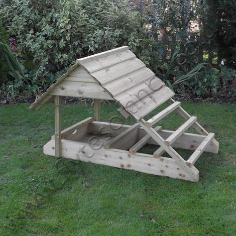 chicken dusting box | Chicken Dust 'n' Perchery Chicken Jungle Gym, Chicken Shelter, Chicken Perch, Field Shelters, Chicken Perches, Chicken Toys, Fancy Chickens, Dust Bath, Chicken Feeder