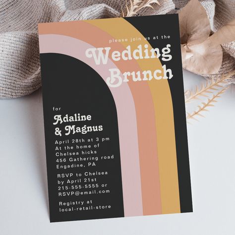 Wedding Brunch Invitation, Post Wedding Brunch, Pink Brunch, Post Wedding Brunch Invitations, Summer Minimal, Boho Wedding Invitation Template, Boho Arch, Retro Wedding Invitations, Wedding Brunch