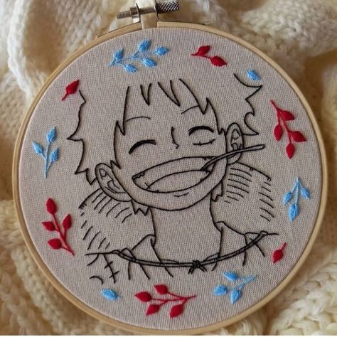 One Piece Anime Embroidery, One Piece Embroidery Design, Embroidery Anime Ideas, Anime Hand Embroidery, Anime Embroidery Ideas, Embroidery One Piece, One Piece Embroidery, Manga Embroidery, Embroidery Background