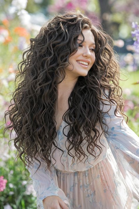 Embrace the beauty of long curly hairstyles that flow effortlessly down your back, creating an enchanting look perfect for any occasion. Whether you opt for layered curls or a loose style, these curls showcase your personality with their vibrant volume and movement. Try adding some bangs or a playful half up half down style for an extra touch of flair! #curlyhairstyles #curlyhairstyles Bridal Hair Down Curly Loose Curls, Bridal Era, Long Curly Hairstyles, Bridal Hair Down, Layered Curls, Loose Curls, Loose Style, Long Curly Hair, Curly Hairstyles