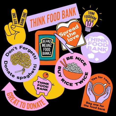 Think Food Bank campaign takes on food poverty with guerrilla stickers Bank Campaign, Food Poverty, Posters Conception Graphique, Sticker Design Inspiration, Brand Stickers, Plakat Design, Think Food, Food Stickers, Food Bank