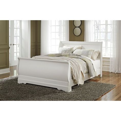 White Sleigh Bed, Twin Sleigh Bed, Ashley Furniture Bedroom, Ashley Bedroom, Queen Sleigh Bed, Sleigh Bedroom Set, Sleigh Bed, White Bed, Cama Queen