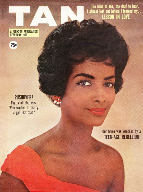 Tan Magazine Cover 1950s Vintage African American Makeup Helen Williams Model, 1960's Makeup, Black Supermodels, Women Eyes, Helen Williams, 60s Theme, American Makeup, African American Makeup, 1960s Hair