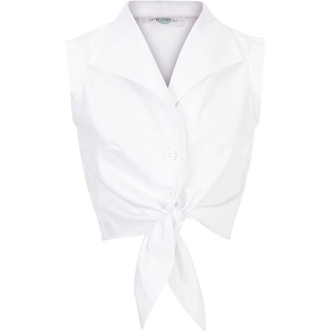 The Tie-front Shirt White ($33) ❤ liked on Polyvore featuring tops, shirts, white, white tie front shirt, white shirt, shirts & tops, white cotton shirt and sleeveless shirts Sleeveless White Shirt, Cropped White Shirt, White Sleeveless Shirt, White Summer Tops, Shirts Crop Tops, Korean Blouse, Shirts Crop, Sleeveless Shirts, Sleeveless Tops Summer