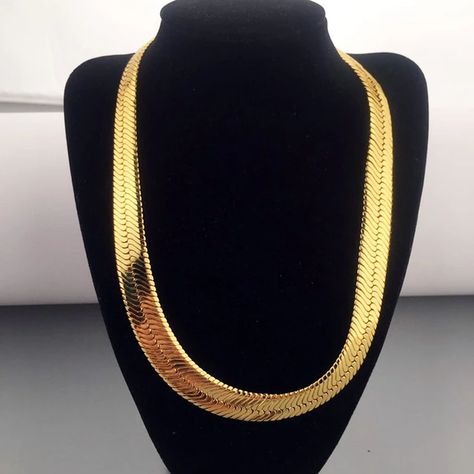 Top Quality 75CM*10MM Hip Hop Mens Herringbone Snake Chain Golden Necklace Rapper Chunky Boys Rapper NightClub DJ Smart Jewelry _ - AliExpress Mobile Gold Herringbone Chain, Smart Jewelry, Gold Chain Design, Herringbone Chain, Herringbone Necklace, Golden Necklace, Gold Chains For Men, Gold Necklace Designs, Gold Jewellery Design