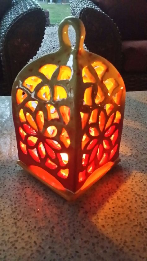 T Light lantern hand built Luminaries Ceramic, Clay Lanterns Ideas, Ceramic Lantern Ideas, Pottery Lanterns, Pottery Lantern, Lantern Sculpture, Clay Lanterns, Clay Lantern, Ceramic Lanterns