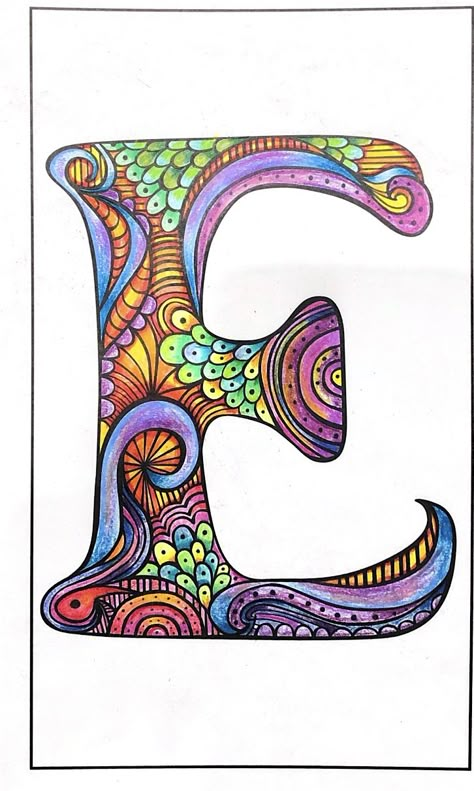 Initial Art Letter, Zentangle Alphabet Letters, Hand Lettering Alphabet Fonts, Doodle Art Letters, Initial Art, Doodle Letters, Zen Doodle Art, Therapeutic Art, Hand Lettering Art