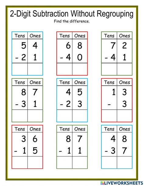 2nd Grade Math Subtraction Worksheets, 1st Maths Worksheets, Subtraction 2 Digits Worksheets, Worksheet Math Grade 1, Subtraction Activities Grade 1, Addition And Subtraction Worksheets 1st, Subtraction Activities For Grade 2, Mathematics Worksheets For Grade 1, Subtraction Worksheets For Grade 2