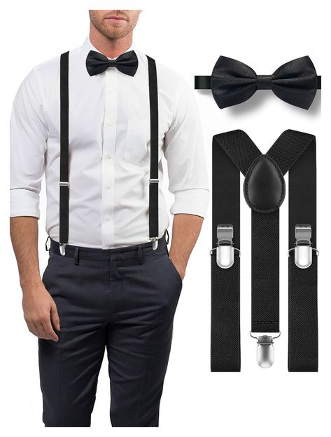 PRICES MAY VARY. Perfect for Special Occasions - Ultrashang bow tie and suspenders for men is ideal for weddings, homecomings, and costume parties, our stylish accessories add elegance to any event. Customers love the compliments they receive, making every occasion unforgettable. Elevate your style for every event! Premium Quality - Made from durable materials and hardwares,bow tie with suspenders ensures longevity and a perfect fit. Enjoy superior craftsmanship and style that enhance any outfit Classic Suspenders For Black Tie Events, Classic Suspenders For Suit And Tie At Party, Elegant Suspenders For Party Suit Accessories, Classic Black Belts And Suspenders For Party, Bow Tie And Suspenders Set For Father's Day Party, Classic Formal Suspenders For Suit And Tie, Elegant Adjustable Belts And Suspenders For Black Tie, Dapper Suspenders For Party, Dapper Formal Belts And Suspenders With Ties