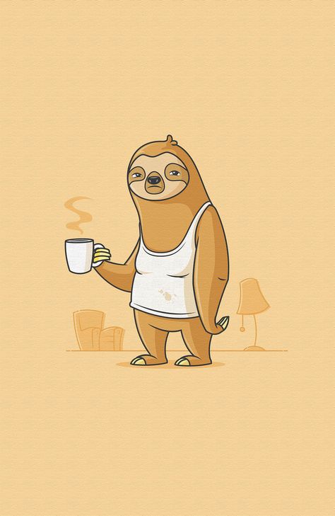 Sloths Illustration, Lazy Cartoon Character, Lazy Illustration, Lazy Cartoon, Lazy Drawing, Sloth Illustration, Sloth Drawing, Sloth Cartoon, Lazy Animals