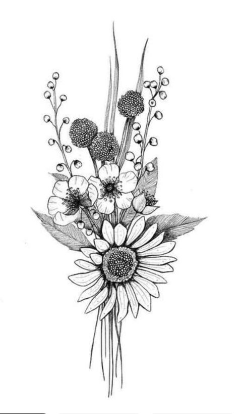 Floral And Mushroom Tattoo, Wildflower Tattoo Linework, Wildflower Tattoo Drawing, Black And White Bluebonnet Tattoo, Geometric Wildflower Tattoo, Wildflower Tattoo Designs Sketches, Western Flowers Drawing, Wild Flower Tattoo Stencil, Oklahoma Wildflowers Tattoo