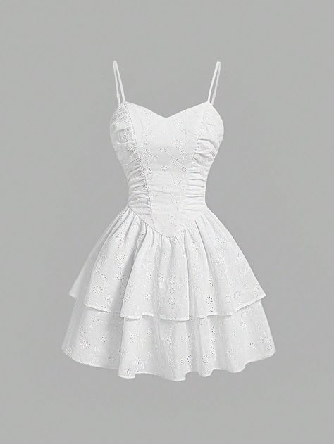 SHEIN MOD White Vintage Women's Embroidered Solid Color DressI discovered amazing products on SHEIN.com, come check them out! Casual White Dress Short, Adrette Outfits, Cute Dress Outfits, Solid Color Dress, Grad Dresses, Vestidos Vintage, Really Cute Outfits, Summer Fashion Outfits, Lookbook Outfits