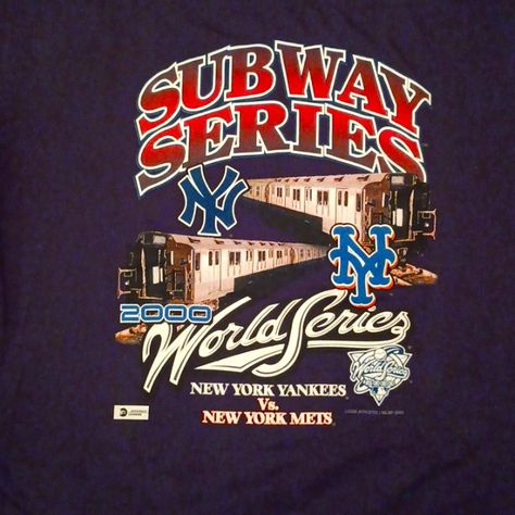 New, Unworn, No Tags 2000 Subway Series World Series Ny Yankees Vs. Ny Mets Size Large Tee Logoathletic Brand, 100% Cotton Nonsmoking Home Vintage Yankees, Subway Series, Yankees World Series, Ny Mets, Man Logo, Ny Yankees, Athletic Shirts, New York Mets, World Series