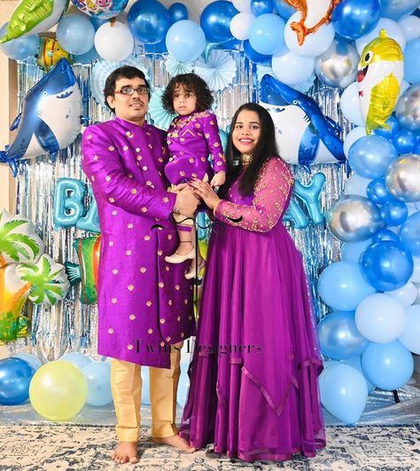 For orders call/whatsapp:8374504389/9059693997 Birthday Matching Outfits Family, 1st Birthday Outfits For Parents, First Birthday Family Outfits Indian, 1st Birthday Outfit For Family, Family Combo Dress Indian For Birthday, First Birthday Outfit For Mom, Family Combo Dress Indian, Family Combo Dress, Twining Outfits