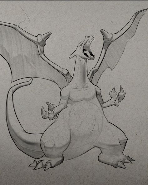 Charizard drawing. Decided to give em the old Sugimori pose. #charizard #pokemon #pokemonartwork #pokemonfanart #fanart #pokemoncommunity #charmander Pokemon Charizard drawing on procreate Pokemon Drawings Charizard, Pokemon Charizard Drawing, How To Draw A Pokemon, Pokemon Drawings Sketches Easy, Pokemon Characters Drawings, Charizard Sketch, Pokemon Drawings Sketches, Sketch Art Ideas, Charizard Drawing