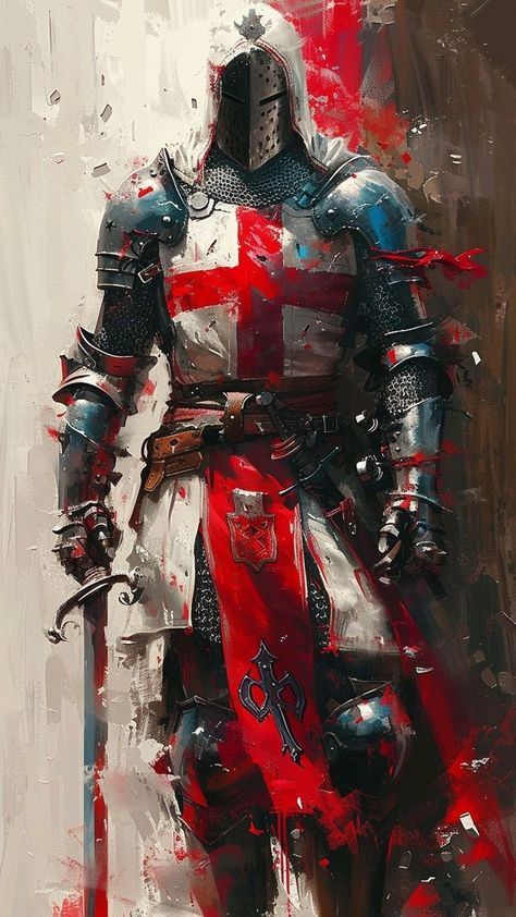 Templar Knight Tattoo, Crusader Wallpaper, Temple Knights, Holy Knight, Knight Tattoo, Warrior Concept Art, Crusader Knight, Armadura Medieval, Knight Art