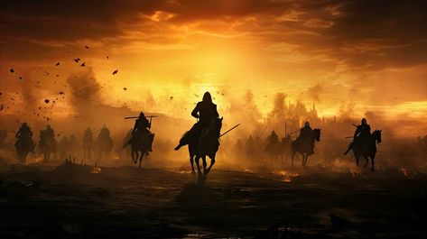 Gamer Outfit, Medieval Battle, Warrior Images, Battle Of Karbala, Army Poster, Battle Scene, Scary Dogs, Karbala Photography, Sunset Background