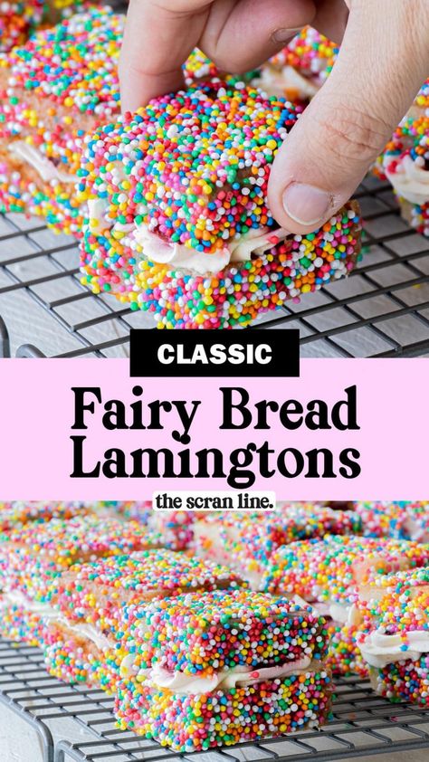 Party Food Kids Birthday, Aussie Desserts, Pagan Kitchen, Easy Slices, Lamingtons Recipe, The Scran Line, Scran Line, Australian Recipes, Monkey Food