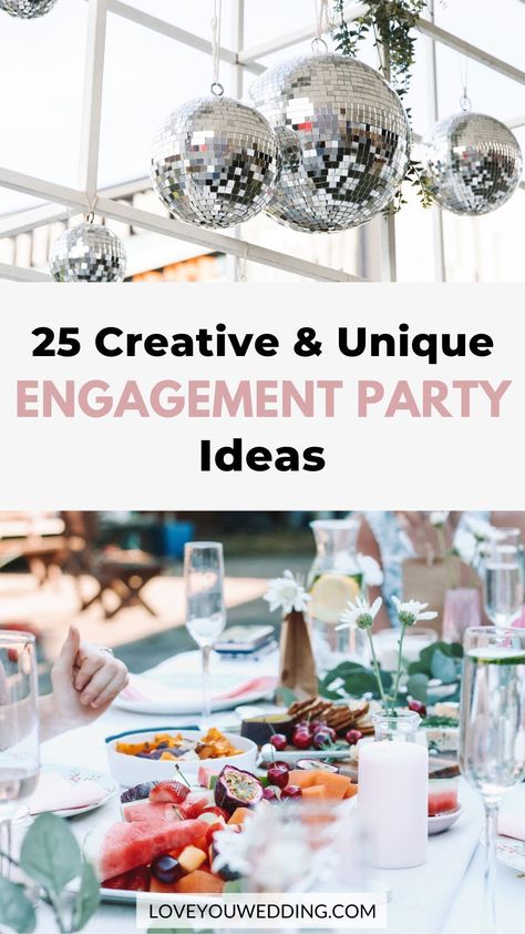 Engagements Ideas Party, Cute Engagement Party Themes, Small Engagement Party Ideas Indian, Karaoke Engagement Party, Theme For Engagement Party, Easy Diy Engagement Party Decorations, September Engagement Party, Themes For Engagement Parties, Engagement Party Entertainment