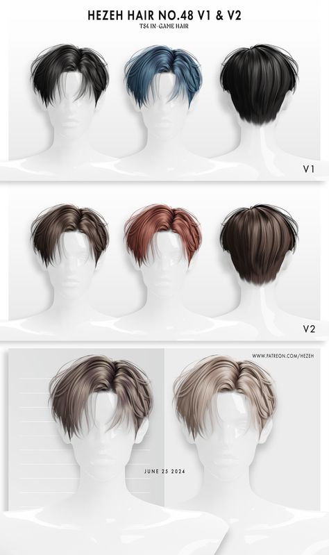 [Hezeh]Hair_No.48 V1 & V2 | Patreon The Sims 4 Cc Hair Korean Patreon, Ts4 Cc Hair Alpha Men, Sims 4 Cat Ears And Tail, S4cc Hair Male, Kpop Sims 4 Cc Hair, Sims 4 Kpop Cc Male, Sims 4 Hair Set Cc, Sims4 Cc Male Hair Alpha, Sims4 Cc Man Hair