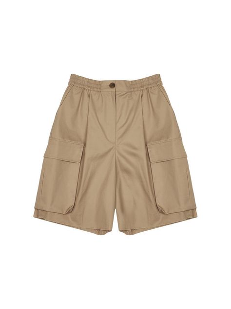 This item of clothing is a pair of shorts with a relaxed fit and an elastic waistband for a comfortable and adjustable fit. The waist is secured with a single button closure, and the material appears to be a lightweight, durable fabric suitable for casual wear or outdoor activities. There are two large patch pockets on each leg that add functionality as well as a stylistic detail. The hem of the shorts is neatly stitched, indicating a finished look.- These shorts feature an elasticated waistband that ensures a secure and flexible fit.- The design includes spacious patch pockets on the front, which are both practical and enhance the garment's casual style.- The construction of the shorts suggests a blend of comfort and durability, making them appropriate for a variety of casual settings. Cargo Half Pants, Half Pants, Neo Classic, Outdoor Activities, Casual Style, Casual Wear, Trousers, Relaxed Fit, Pants