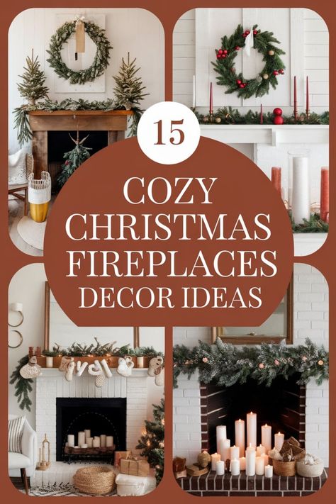 Transform your home into a cozy winter wonderland with these 15 inspiring Christmas fireplace decor ideas. From classic garlands to elegant mantel displays, find the perfect touch to make your space warm and inviting this holiday season. Whether you prefer traditional red and green hues or a modern metallic approach, these festive designs will surely bring joy and cheer to your gatherings. Embrace the magic of Christmas by adding these charming décor ideas to create a relaxing ambiance that will Christmas Mantels Red And Green, Christmas Chimeneas Ideas, Cozy Christmas Fireplace Decor, Classic Christmas Fireplace Decor, Xmas Fireplace Ideas, Decorate Inside Fireplace For Christmas, Christmas Decorating Fireplace, Inside Fireplace Christmas Decor, Mantel Decorating Ideas For Christmas Rustic Simple