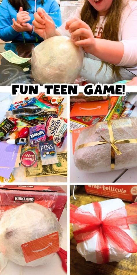 Saran Wrap Ball Game Tutorial A Super Fun Party Game For Teenagers - fun group teen game for Christmas or any teenager party theme! Also fun prize ideas for the plastic wrap ball game for teenagers. #teengames #teenparty #partygames #plasticwrapball #christmasballgame #groupgame Plastic Ball Game, Fun Teen Games, Plastic Wrap Ball Game, Plastic Wrap Ball, Wrap Ball Game, Saran Wrap Ball, Saran Wrap Game, Teen Christmas Party, Saran Wrap Ball Game