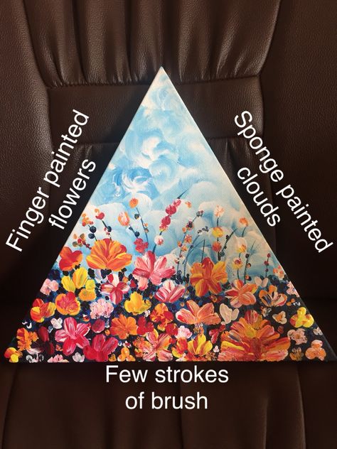 Art... possibilities are limitless! Acrylic paints on triangular canvas. Triangular Canvas Paintings, Painting Ideas On Triangle Canvas, Octagon Canvas Painting Ideas, Triangle Canvas Painting Ideas, Triangle Canvas Painting, Art Unit, Triangle Canvas, Earth's Atmosphere, Drawing Things