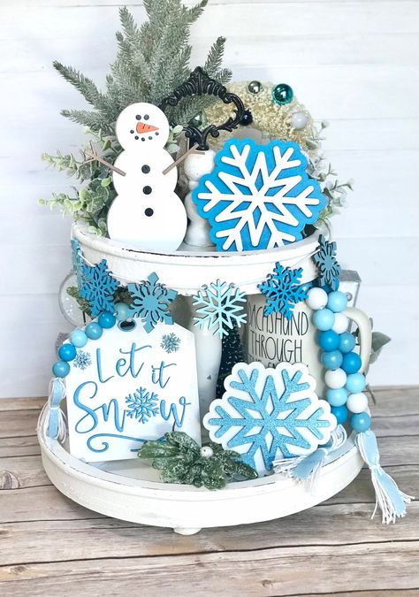 Winter Home Decor Kitchen - The power choice of Smart Consumers - find all you ever needed and buy them today. Click to Visit! Winter Tray Ideas, January Tiered Tray Decor, Boujee Kitchen, Winter Tiered Tray Ideas, January Winter Decor, Snowman Tiered Tray, Christmas Signage, Winter Tray, Winter Tiered Tray Decor