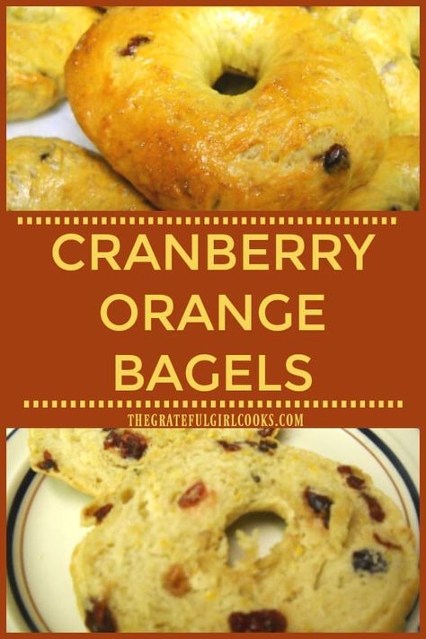 Ready for chewy, homemade New York style cranberry orange bagels, bursting with the flavor of cranberries and orange zest? Make your own bagels from scratch! / The Grateful Girl Cooks! Unique Bagel Ideas, Cranberry Orange Bagels, Cranberry Bagels Recipe, Flavored Bagel Recipe, Bagel Flavor Ideas, Apple Bagel Recipe, Flavored Bagels, Bagels Ideas, Baking Bagels