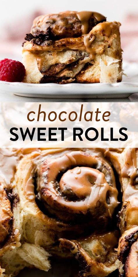 Chocolate Roll Recipe Easy, Chocolate Danish Recipe, Sweet Roll Filling Ideas, Chocolate Rolls Old Fashioned, Chocolate Brunch Ideas, Special Cinnamon Rolls, Chocolate Chip Rolls, Sweet Rolls Recipe Sticky Buns, Breakfast Sweet Rolls