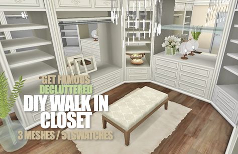 Diy Walk In Closet, Bloxburg Exterior, Blox Burg, Tiny House Bedroom, Die Sims 4, Muebles Sims 4 Cc, Sims Builds, Sims 4 Bedroom, House Decorating Ideas Apartments