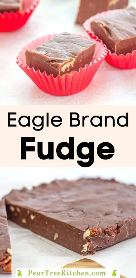 Eagle Brand Desserts Condensed Milk, Eagle Brand Squares, Eagle Brand Desserts, Chocolate Fudge With Sweetened Condensed Milk, Condensed Milk Chocolate Fudge, Eagle Brand Fudge Condensed Milk, Desserts With Eagle Brand Milk, Eagle Brand Milk Fudge, Eagle Brand Condensed Milk Recipes