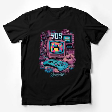 Retro Gaming T-Shirt, 90s Video Game Console Graphic Tee, Vintage Gamer Gift, Cool Nostalgic Gaming Apparel, Unisex Male T-Shirt Custom graphic T-Shirt.Customize your color 90s Graphic Tees Vintage, 90s Video Games, 90s Video, Graphic Tee Vintage, Video Game T Shirts, Graphic Tees Vintage, Retro Video Games, Gaming Shirt, Vintage Games