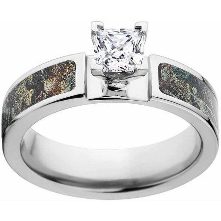 RealTree Timber Women's Camo Engagement Ring Cobalt and 14kt White Gold with Polished Edges and Deluxe Comfort Fit, Size: 12 Camo Engagement Rings, Camo Wedding, Mossy Oak Camo, Walmart Jewelry, Womens Camo, Mossy Oak, Naturally Beautiful, Shop Engagement Rings, 1 Carat