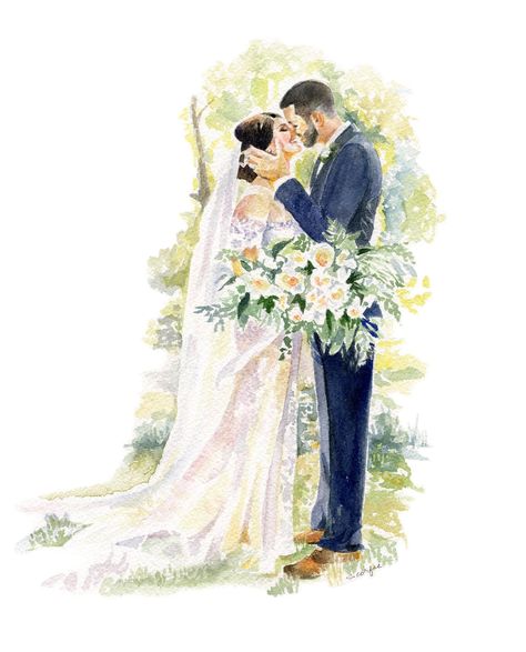 Watercolor Wedding Portrait couples portrait bridal | Etsy Watercolor Wedding Painting, Watercolor Wedding Portrait, Foxglove Wedding, Wedding Portrait Painting, Wedding Watercolor Painting, Wedding Artwork, Painting Wedding, Wedding Drawing, Custom Portrait Painting