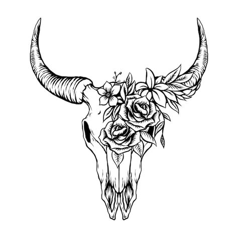 Bull Horns Tattoo Women, Boho Bull Skull Tattoo, Bullhead Tattoo With Flowers, Bull Skull Tattoo With Flowers Small, Steer Head Tattoo Women, Bull Skull Chest Tattoo Female, Feminine Cow Skull Tattoo, Cow Skull Knee Tattoo, Cow Skull Back Tattoo